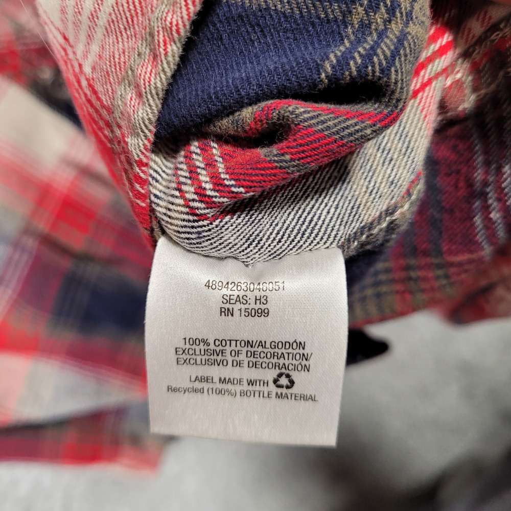 Roebuck & Co Flannel Shirt Mens Large Red Plaid Cotton Long Sleeve Button Down - Picture 6 of 7